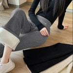 All-matching Straight Casual Fleece And Thick Slightly Flared Wide-leg trouser Pants For Women - EX-STOCK Canada