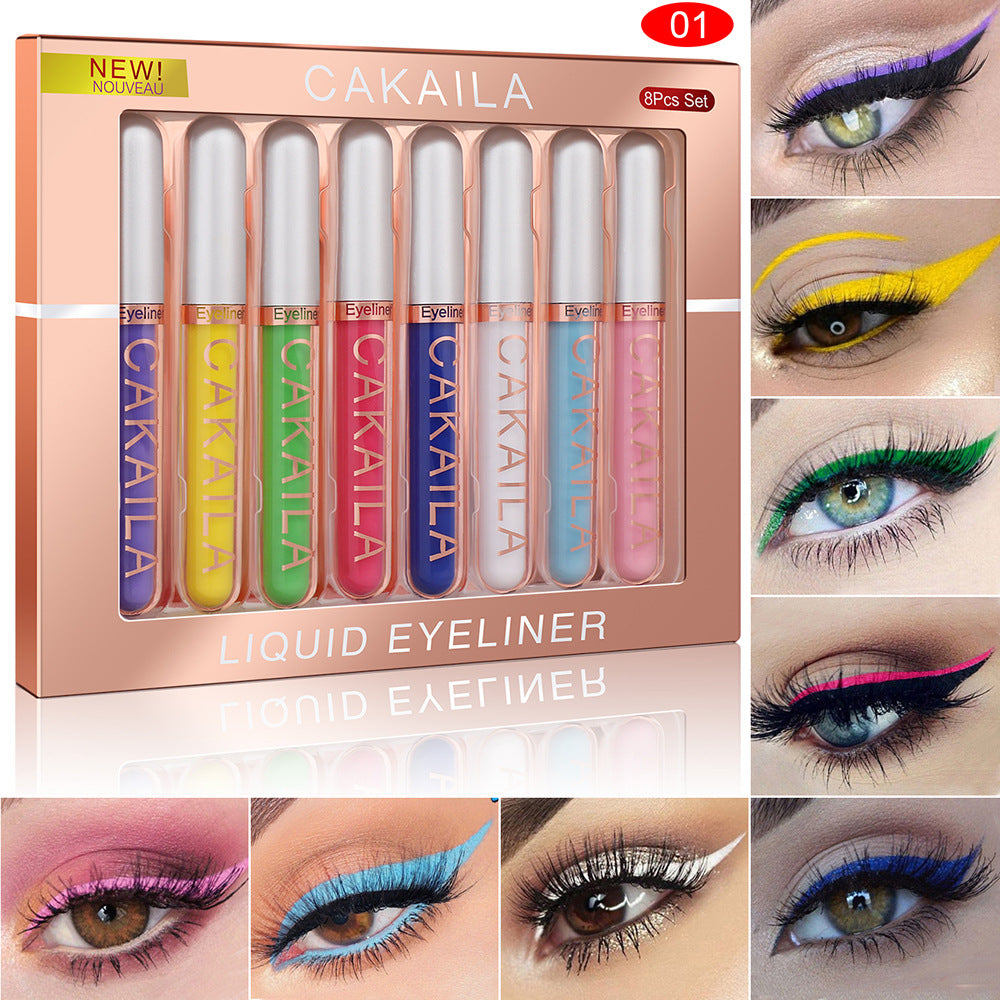 CAKAILA 8-Colour Liquid Eyeliner Set – Vibrant, Long-Lasting, Waterproof
