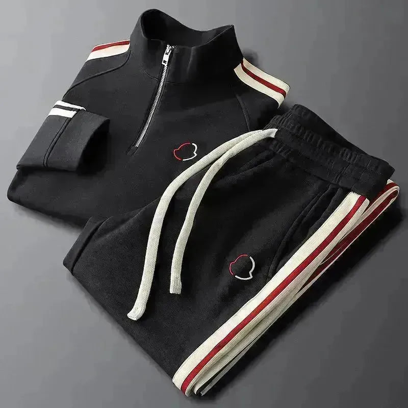 2 pcs Fashion Stripe Stripe Sports Sports Quarter Zip Tracksuit Co Ord per uomini