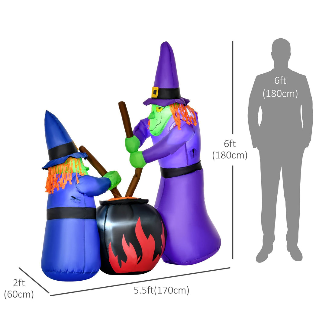 Outdoor Yard Colorful 5.5ft Blow Up Inflatable Halloween Two Old Witch And Magical Potions Decoration With LED For Indoor Outdoor House Party Display EX-STOCK Canada 