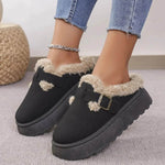 Fashion Thick-soled Plush Buckle Cotton Home platform Winter Slippers Indoor And Outdoor Casual Warm Women Garden Slipper - EX-STOCK Canada