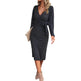 Autumn And Winter V-neck Long Sleeve Knitted sweater Wrap Dress - EX-STOCK Canada