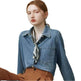 Blue Soft Denim Shirt Jacket Women's Long Sleeve Bandage Denim Dress Top - EX-STOCK Canada