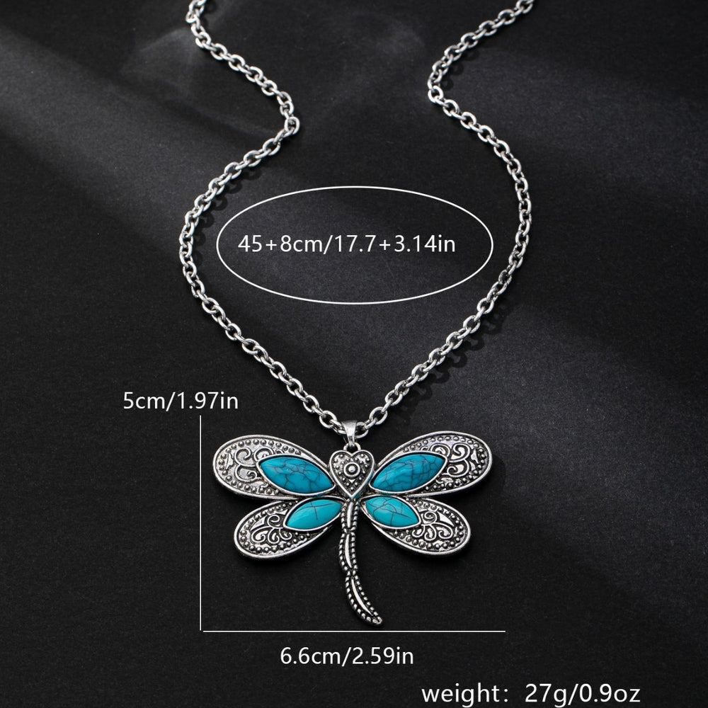 Fashionable Light Luxury Dragonfly Turquoise Pendant Necklace EX-STOCK Canada 