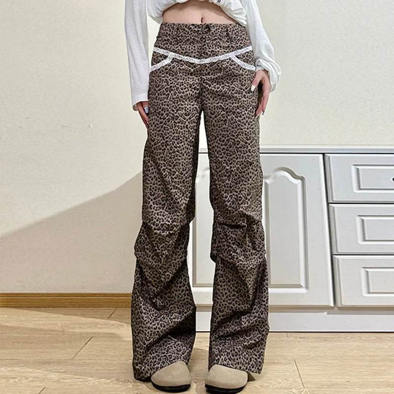 Slim Woven Leopard Print Casual Pants For Women - EX-STOCK Canada