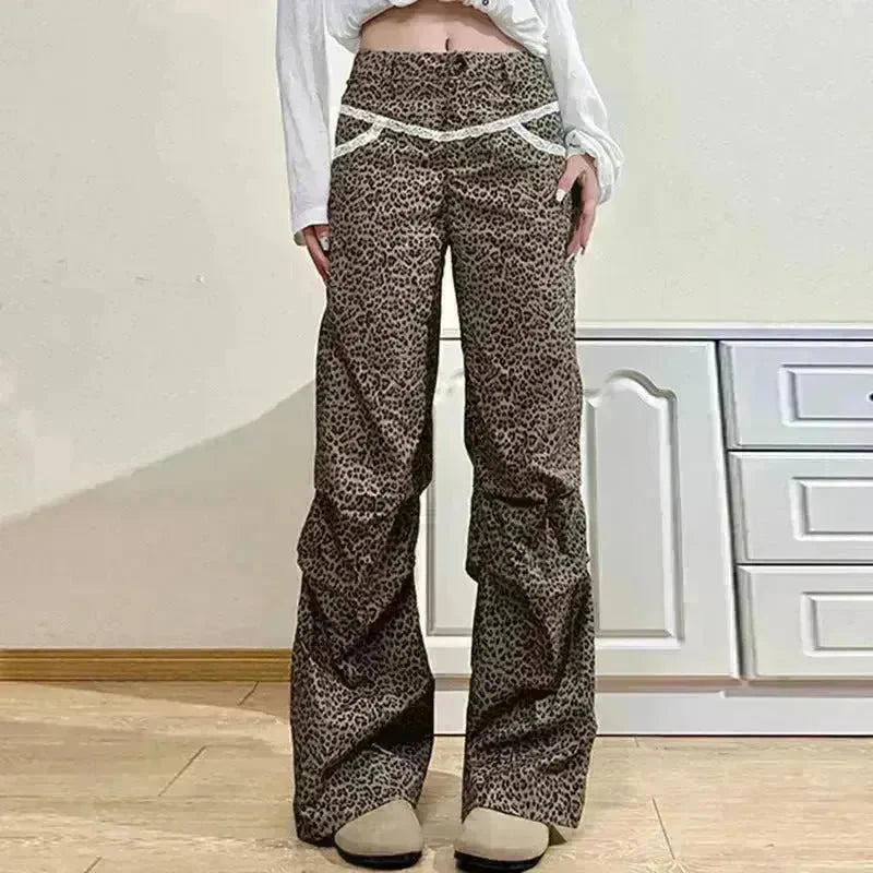 Slim Woven Leopard Print Casual Pants For Women - EX-STOCK CANADA