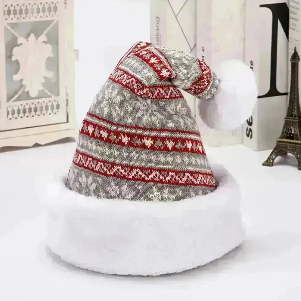 Snowflake Deer Knitted Wool Flannel Christmas Hat - EX-STOCK CANADA