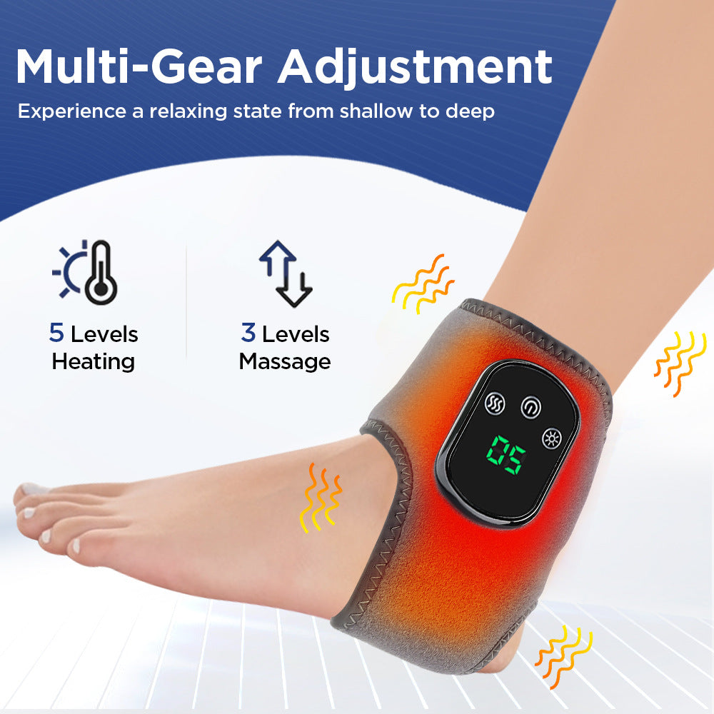 Electric Hot Compress Vibration Ankle Massager Brace – 5-Speed Heat & 3-Speed Vibration