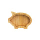 Wooden pig-shaped cutting board on a white background