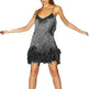 Elegant Chic Spaghetti Strap Luxury Tassel Sequins Feather Women’s Mini Dress for Evening Party, Cocktail Wedding Guest. - EX-STOCK CANADA