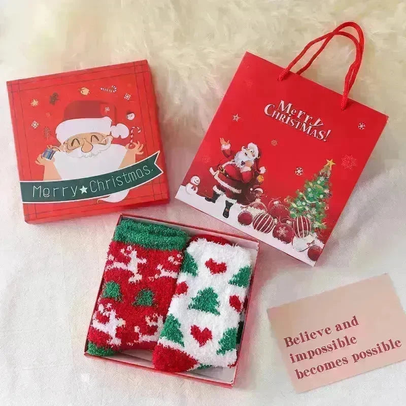 Fashion Simple Coral Fleece Christmas Stockings Gift Box - EX-STOCK CANADA