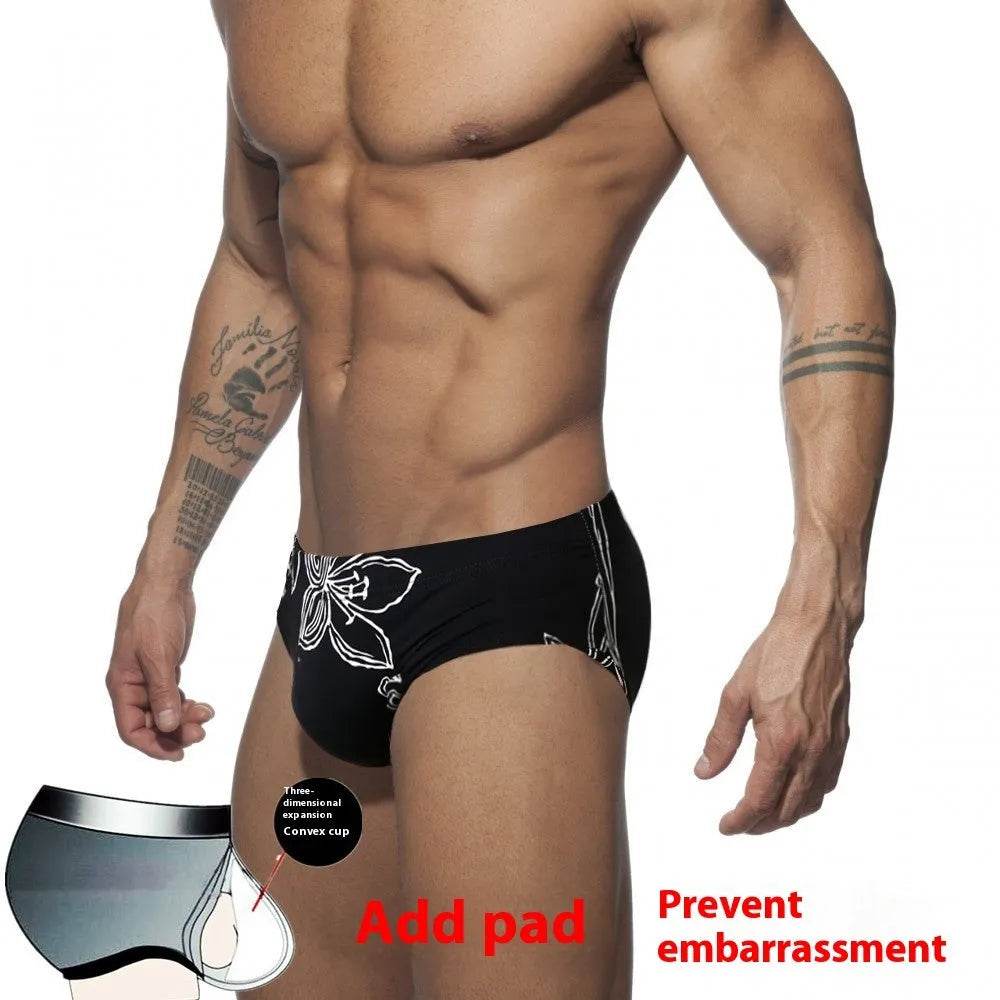 Simple Floral Printed Men's Underwear Swimming Trunks Briefs - EX-STOCK Canada