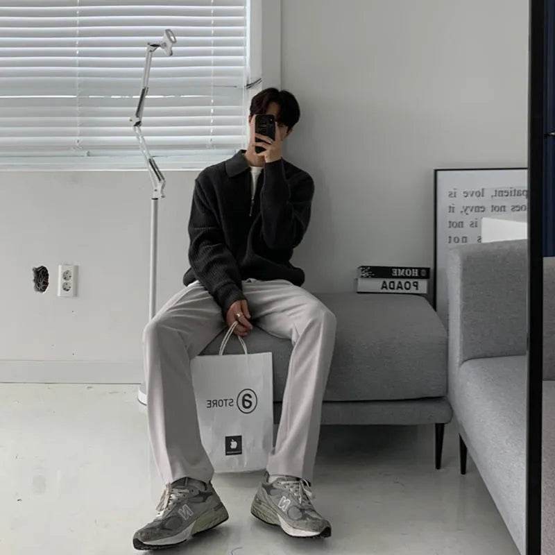 Lapel Sweater Men's Winter Loose Lightly Mature Knitwear Trendy - EX-STOCK Canada