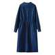 New Long Sleeve Button loose Denim Midi Dress Women - EX-STOCK Canada