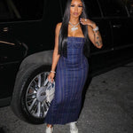 Fashion Strapless Tube Top Denim Long Fitted Jeans Dress - EX-STOCK Canada