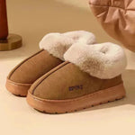 Zapatillas de algodón de felpa para mujeres Boteras de nieve al aire libre para mujeres.