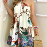 Printed Dress Summer Off-Shoulder Hanging Neck Sleeveless Sexy Dresses Women - EX-STOCK Canada