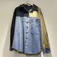 High-grade Contrast Color Patchwork Cotton Denim Long Sleeve Loose Shirt Women - EX-STOCK CANADA