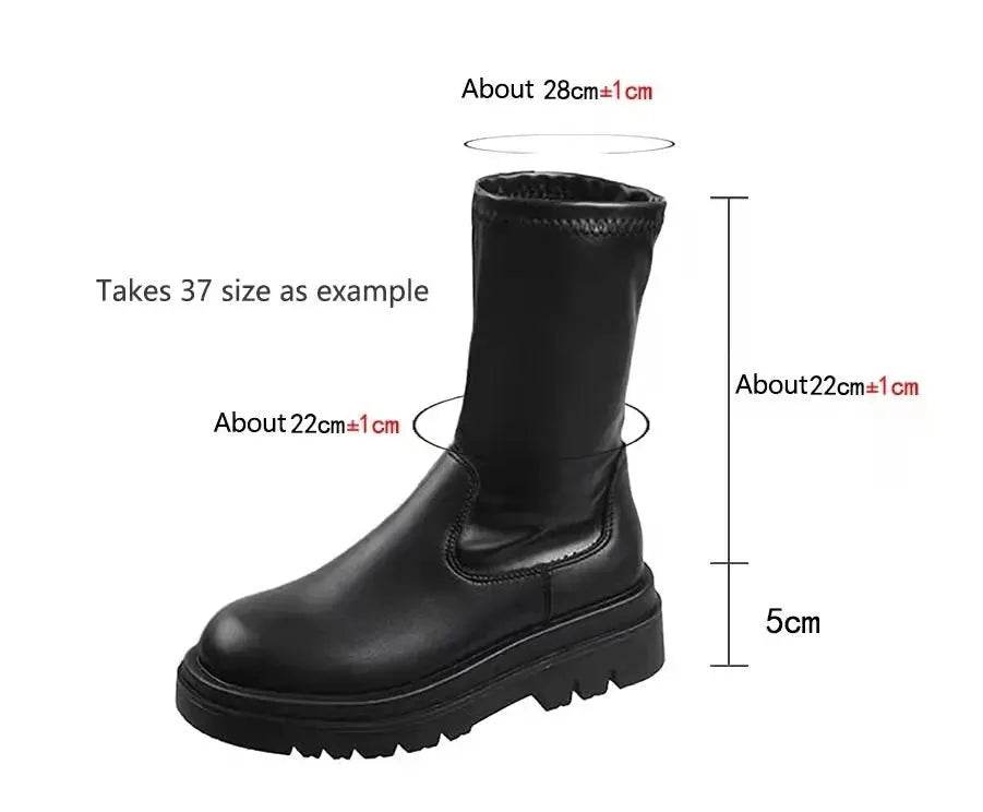 Thick Sole Knee High Boots For Women Chunky Heel Black Long Boots Leather Knight Boots Fashion Winter Shoes - EX-STOCK Canada