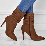 Pointed Toe Stiletto Heel Ankle Boots For Women Side Zipper Shoes - EX-STOCK Canada