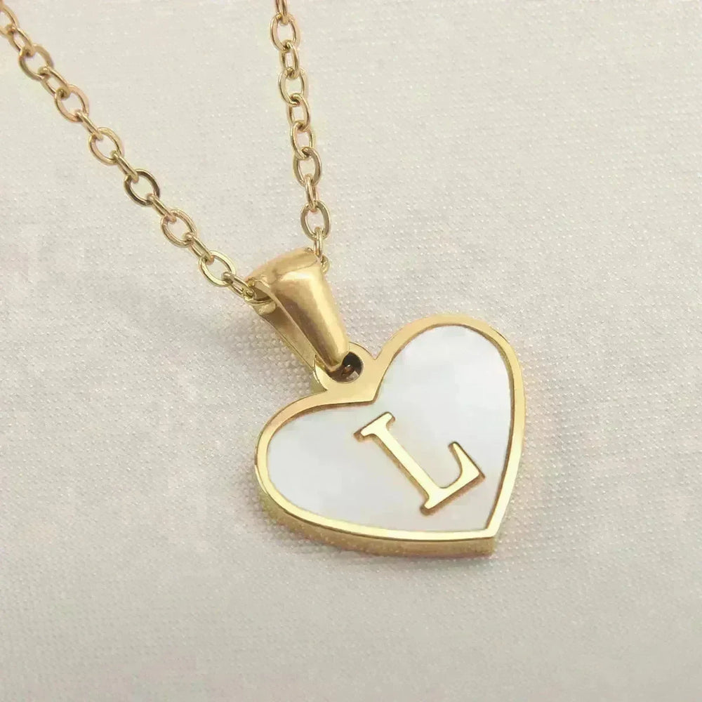 26 Letter Heart-shaped Necklace White Shell Love Clavicle Chain Fashion Personalized Necklace For Women Jewelry Valentine's Day - EX-STOCK CANADA