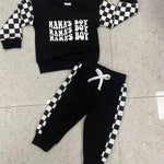 Children Plaid Printed Long-sleeve Sweater Set Casual baby outfit for Boys Baby two piece for boys - EX-STOCK Canada