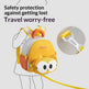 Yellow children's backpack with a leash feature on a light gray background
