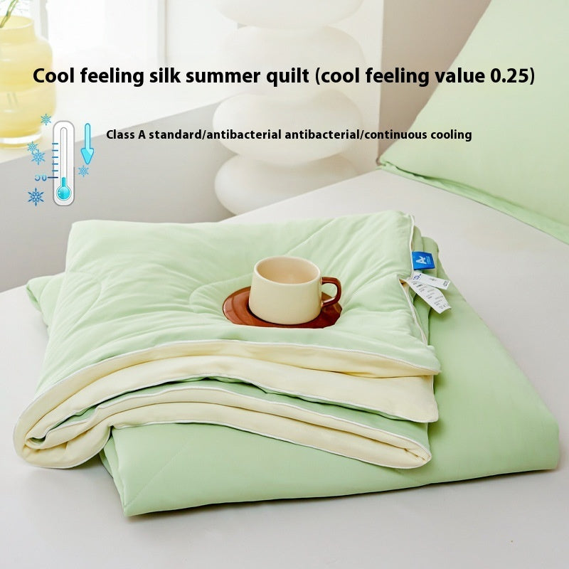 Pure Color Cool Silk Summer Blanket Airable Cover Single Double Summer Ice Cream Ice Silk Summer Quilt Machine Washable Thin Duvet EX-STOCK Canada 