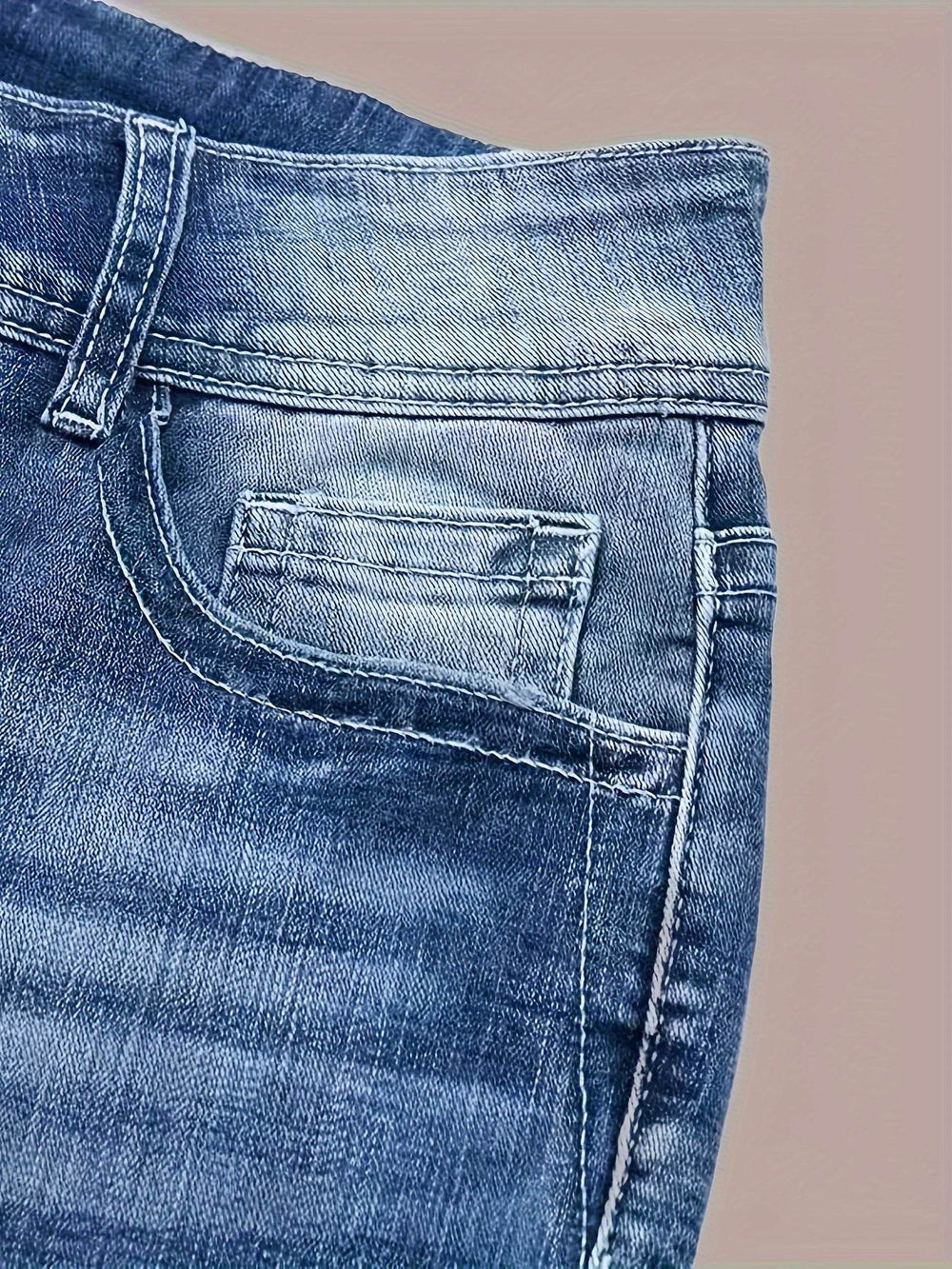 Women's Versatile And Fashionable Stretch Denim Bell Bottoms, Retro Street Style, Comfortable Embroidered Casual Jeans, Suitable For Daily Wear EX-STOCK Canada 