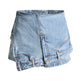Short Irregular Solid Color Women's Denim High Street Mini Skirt Skort - EX-STOCK Canada