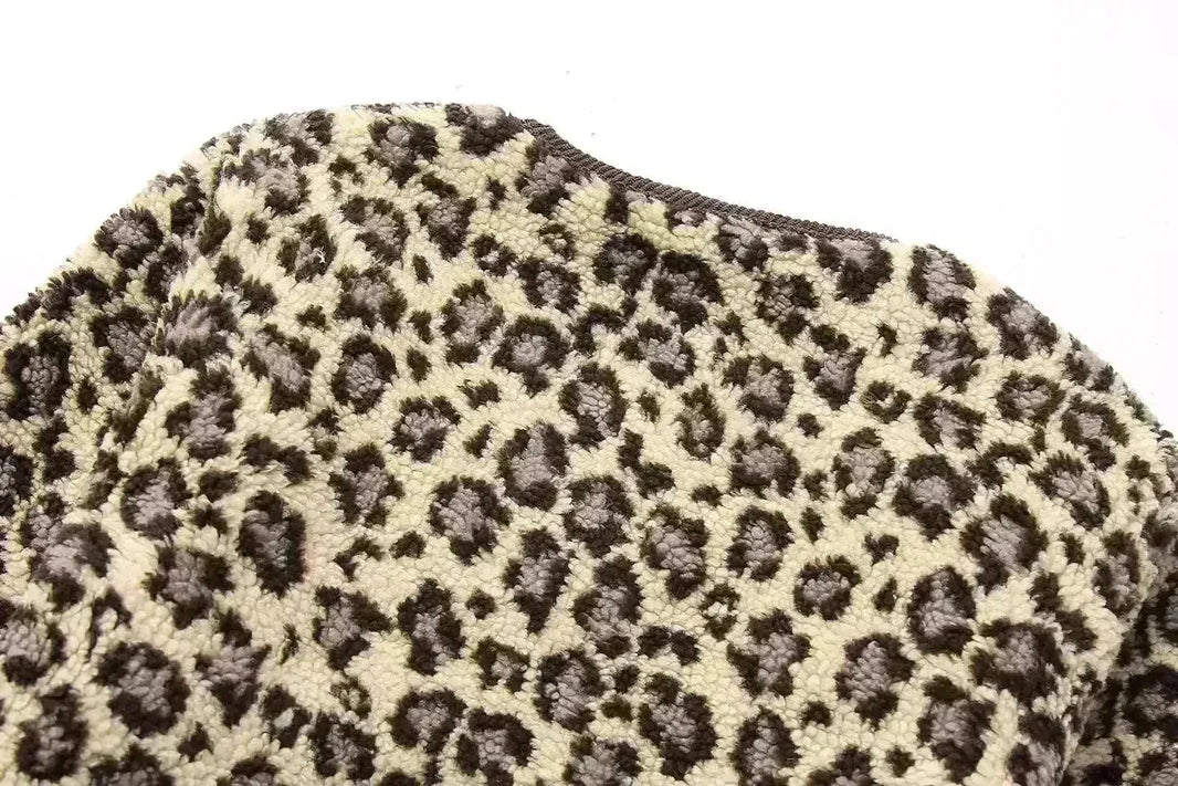 Casual Fall winter Leopard Button fleece Plush Cardigan jacket for women - EX-STOCK CANADA