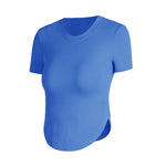 Rib Sports Short-sleeved Blouse With Chest Pad Workout Clothes Running T-shirt Beauty Back Tight - EX-STOCK CANADA