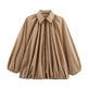Women's Loose Pleated Zip-Front Jacket – Balloon Sleeves, 6 Colours | Sizes XS–XL