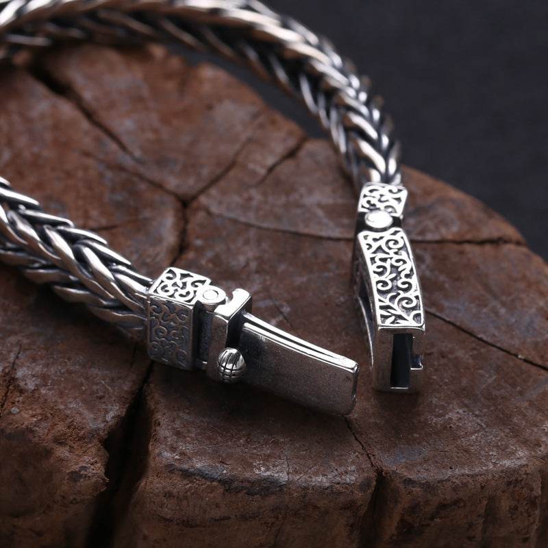 925 Sterling Silver Jewelry Men's Braided Rattan Bracelet EX-STOCK Canada 