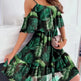 Flower Printed Ruffled Suspender Dress Summer Off-the-shoulder Strap Dresses Women - EX-STOCK CANADA