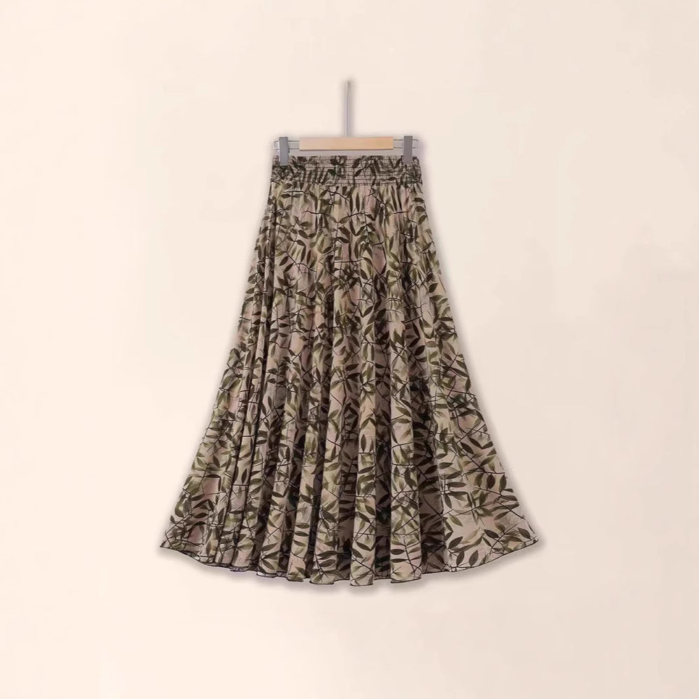 Patterned skirt on a beige background