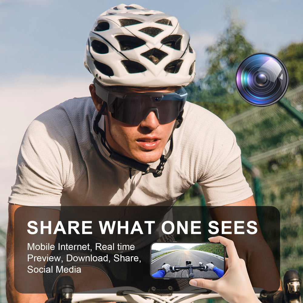 AI Smart Riding Glasses with Built-In Camera & Wi-Fi – Photochromic Cycling Sunglasses