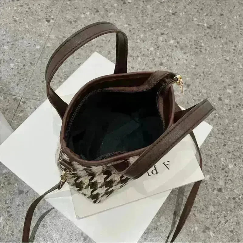 Fashion Houndstooth Shoulder Bags Portable Checkerboard Handbags All-match Messenger Crossbody Bag Women - EX-STOCK CANADA