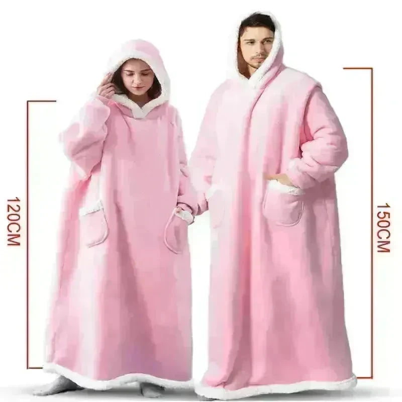 Fleece Oversized Hoodie Blanket Winter Warm Home Clothes Women Men Oversized Pullover With Pockets - EX-STOCK CANADA