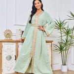 Dubai Abaya Gown Dress With Printed Hot-stone And Embroidered Detailing - EX-STOCK Canada