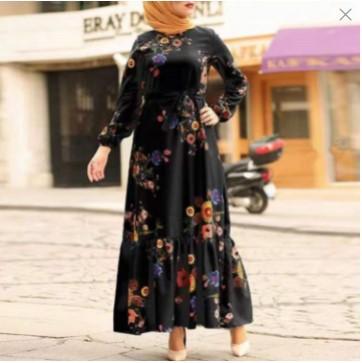 Turkish Muslim Women's Long Sleeve Printed Robe - EX-STOCK Canada