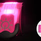 Pink LED wristband with power symbol on a black background, labeled '2pcs'.