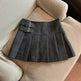 Women's American-style Vintage Mini Pleated Leather Skirt - EX-STOCK Canada