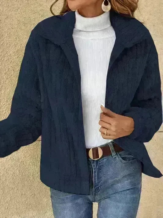 Fall Winter Casual Women Thick Fleece sherpa  Lapel  Cardigan sweater Jacket - EX-STOCK CANADA