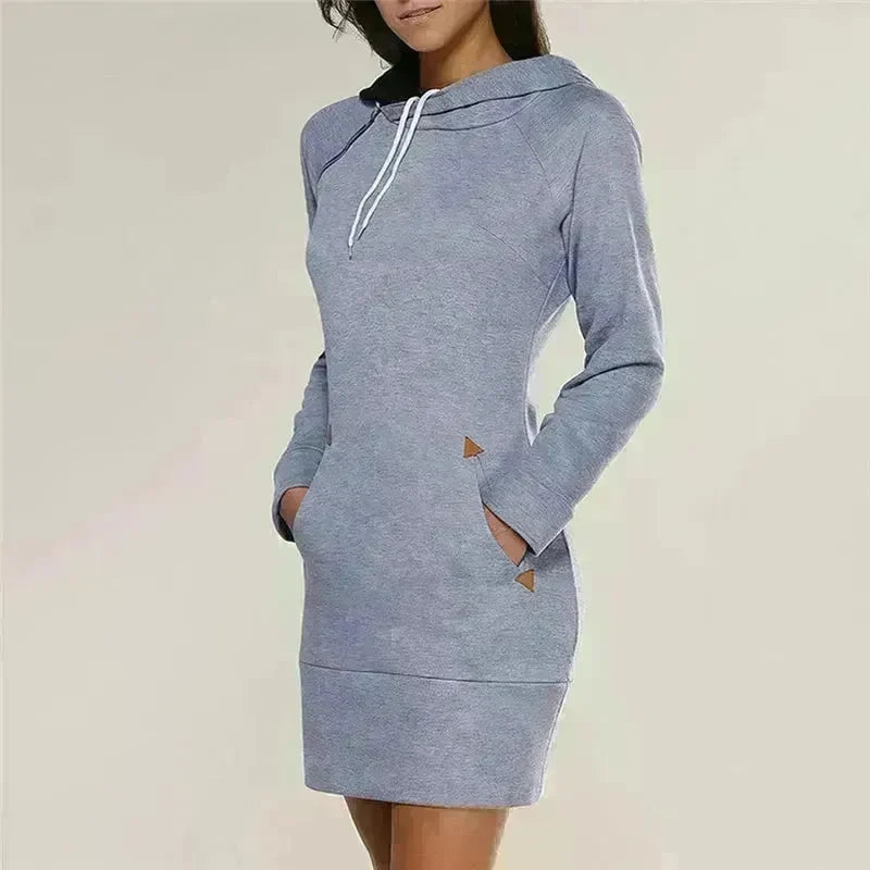 Women New hooded zipper pullover mid-length sweater - EX-STOCK CANADA