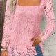 Fashionable Evening Top for Women Square Neck Long Sleeve Lace top Long Top for Women - EX-STOCK CANADA