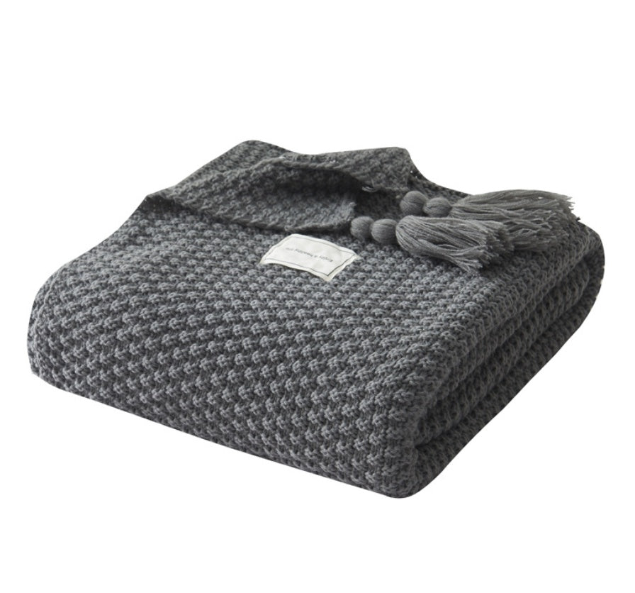 Fringed Knitting Blanket Wool Blanket EX-STOCK Canada 