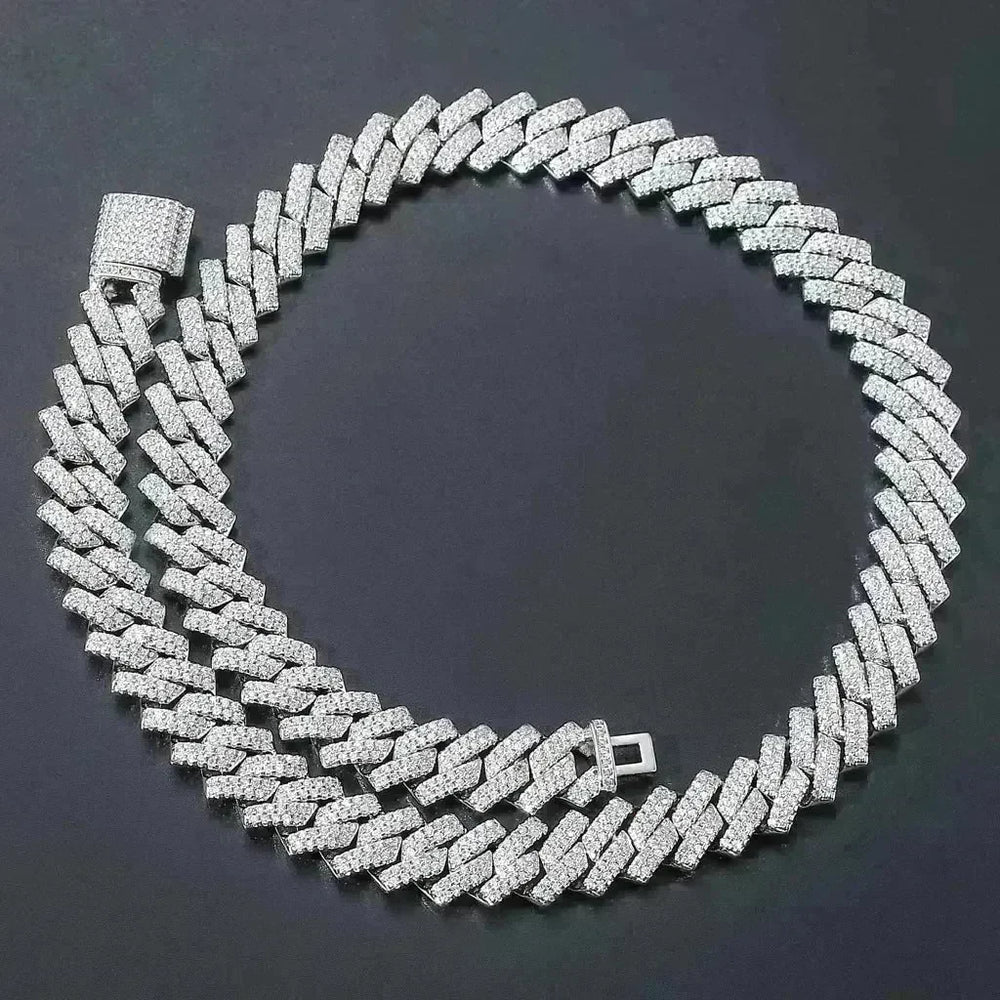 Cubic Copper Inlaid Zircon stone 14mm Diamond Cuban Link Chain necklace - EX-STOCK CANADA