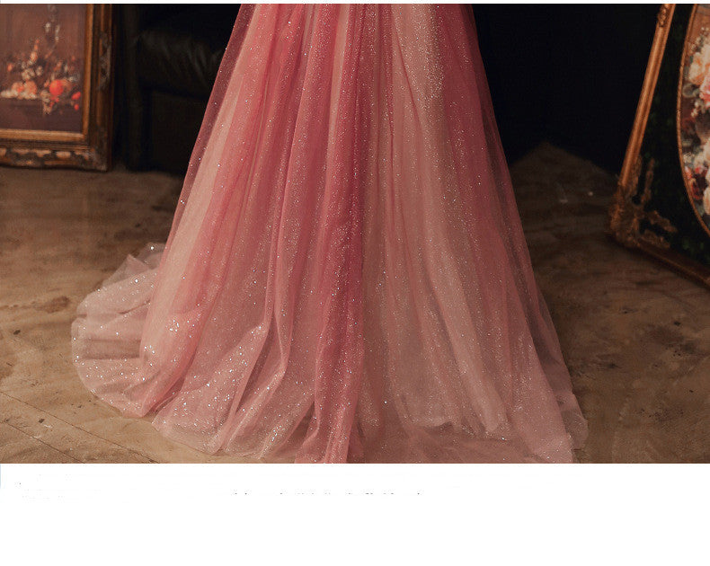 Evening Female Toast Dress Red Bridal Dinner Tube Top Long Dress Host Fairy Spirit EX-STOCK Canada 