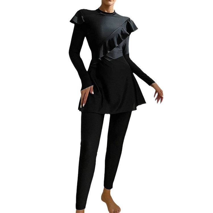 Maillot de bain musulman transfrontalier Couleur unie Bordure à cordon Islamique Femmes Moyen-Orient Dubaï - EX-STOCK Canada